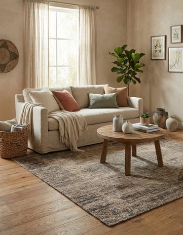Natural Hand Woven Chenille Jute Square Rug