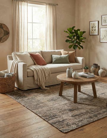 Natural Hand Woven Chenille Jute Square Rug
