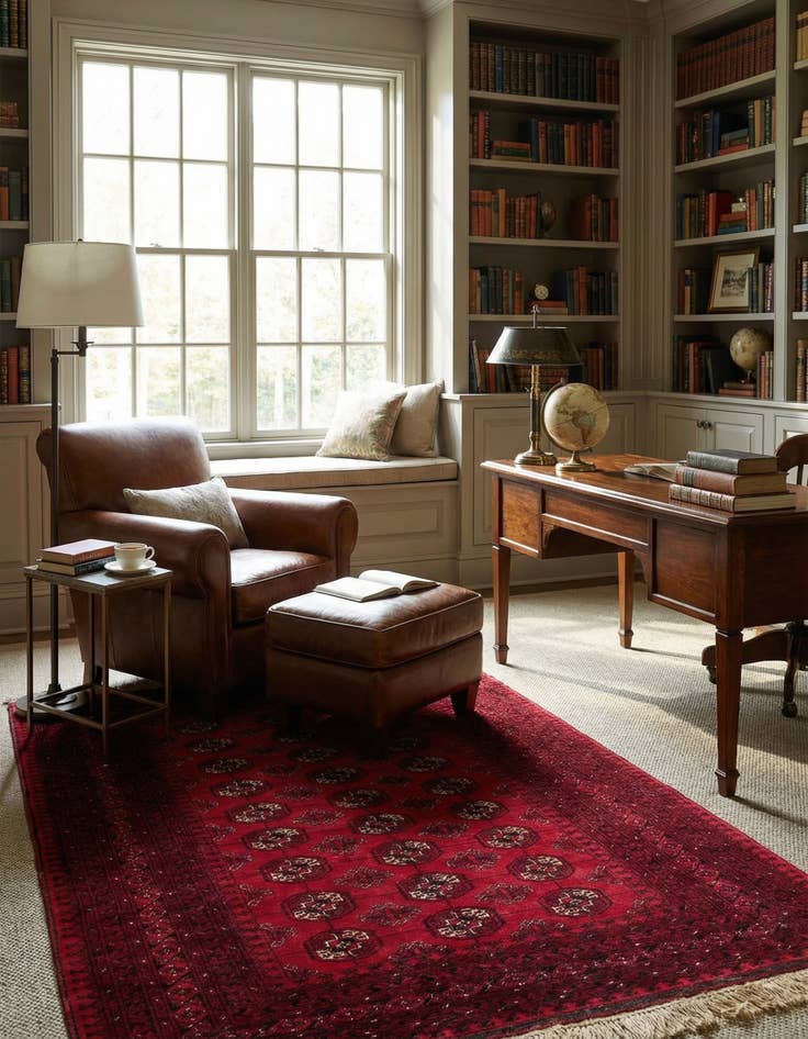 Detail image of 4' 2 x 6' 10  Hand Knotted Afghan Akhche Wool Rug