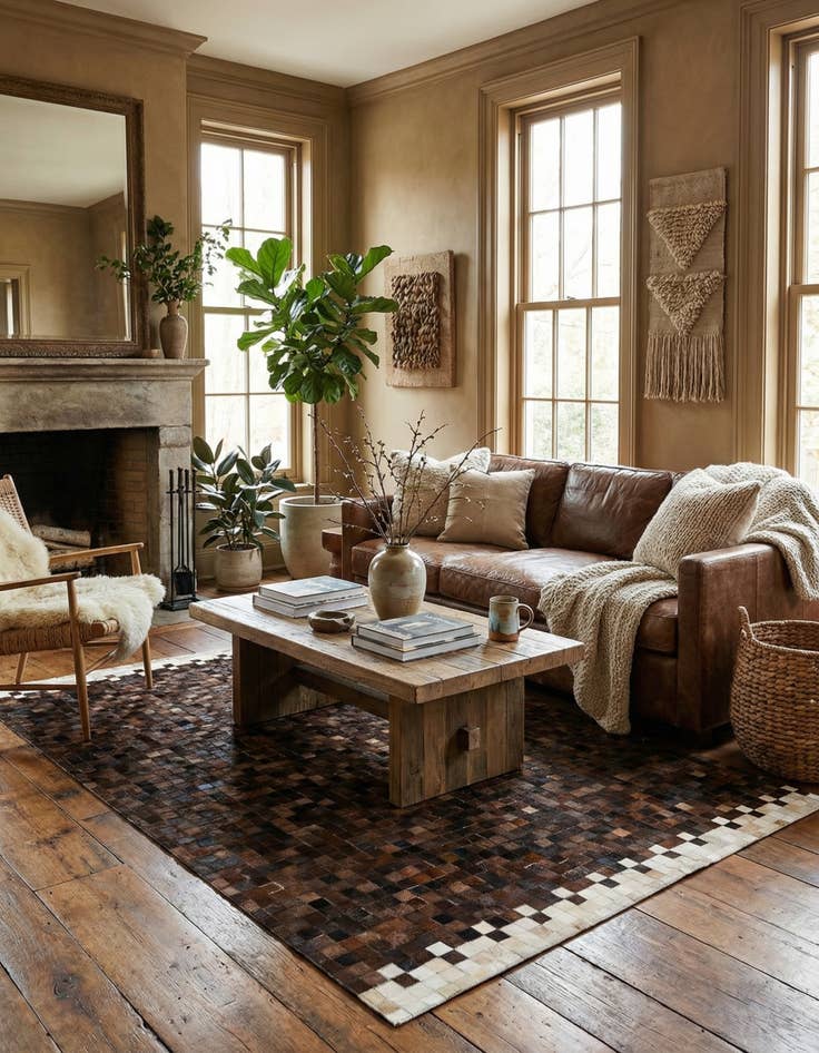 Detail image of 5' x 7' 11 Cowhide Stocks Rug