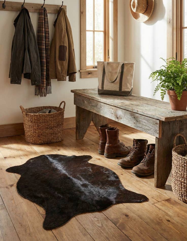 Detail image of 1' 8 x 2' 6 Cowhide Leather Rug