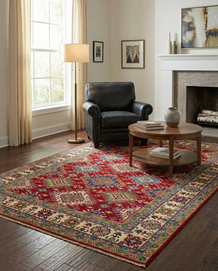 Detail image of 6' 8 x 10' Hand Knotted Kazak Rug