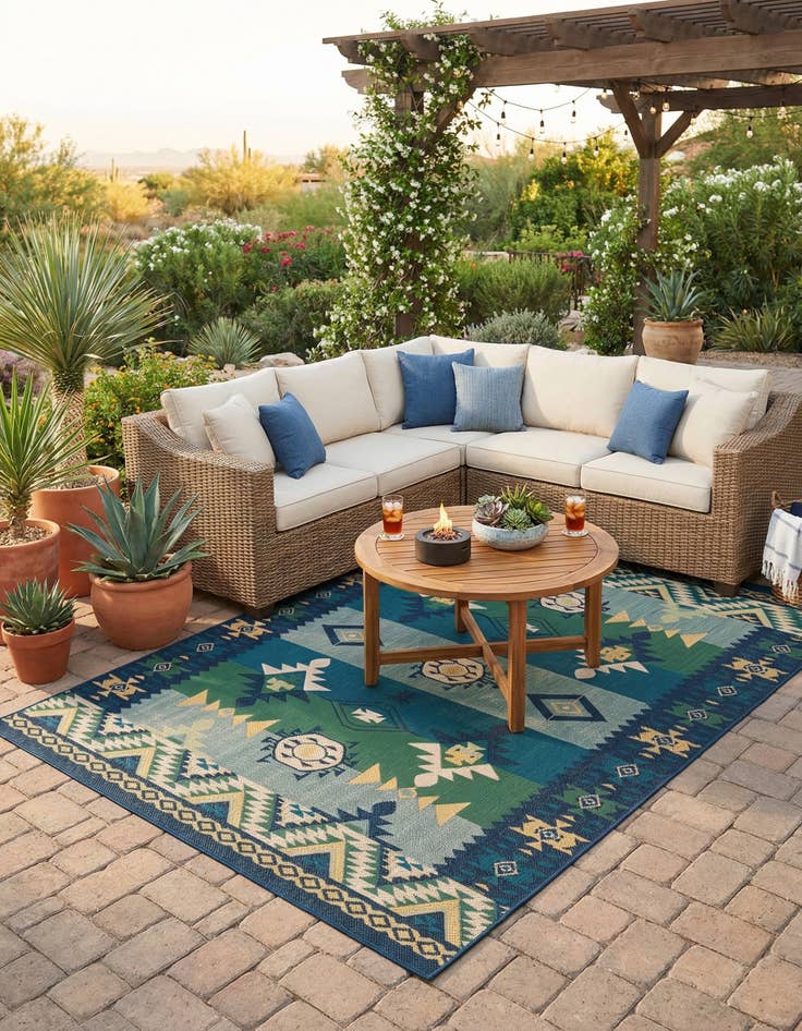 Detail image of 9' x 12'  Washable Baja Indoor / Outdoor Rug