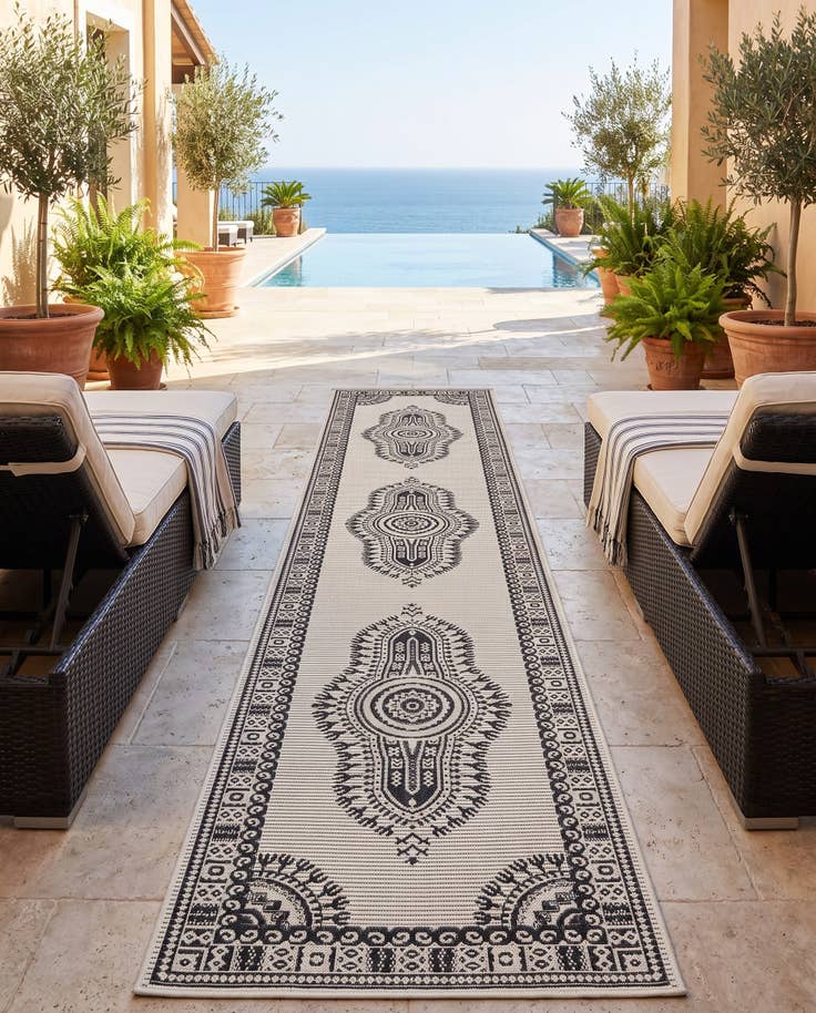 Detail image of 2' 7 x 12' Easy-Clean Traditional Indoor / Outdoor Runner Rug