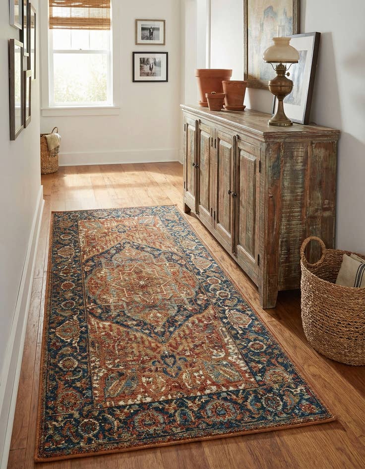 Detail image of 2' 7 x 5' 3 Easy-Clean Traditional Indoor / Outdoor Runner Rug