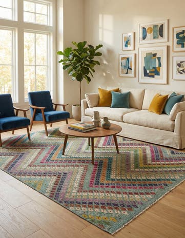 8' 8 x 11' 3 Hand Woven Kilim Modern Wool Rug