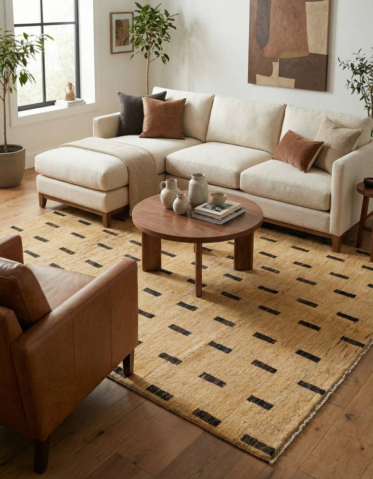 Detail image of 4' 10 x 6' 5  Hand Knotted Modern Ziegler Rug