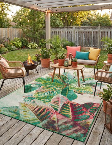 6' x 9' Easy-Clean Botanical Indoor / Outdoor Rug