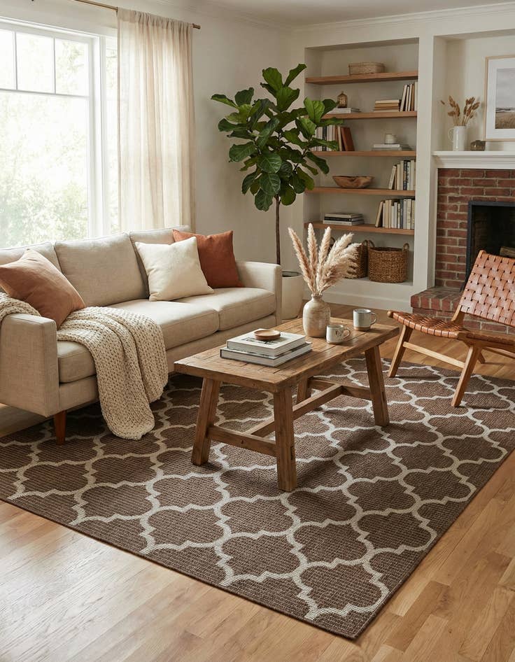 Detail image of 6' x 9'  Washable Trellis Indoor / Outdoor Rug