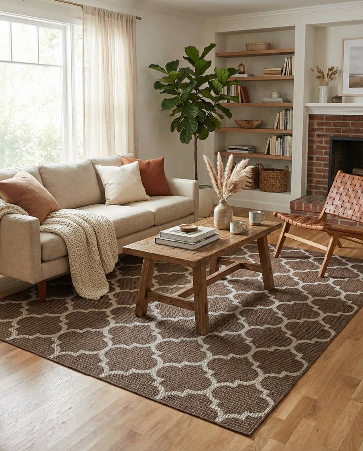 Detail image of 6' x 9' Easy-Clean Trellis Indoor / Outdoor Rug