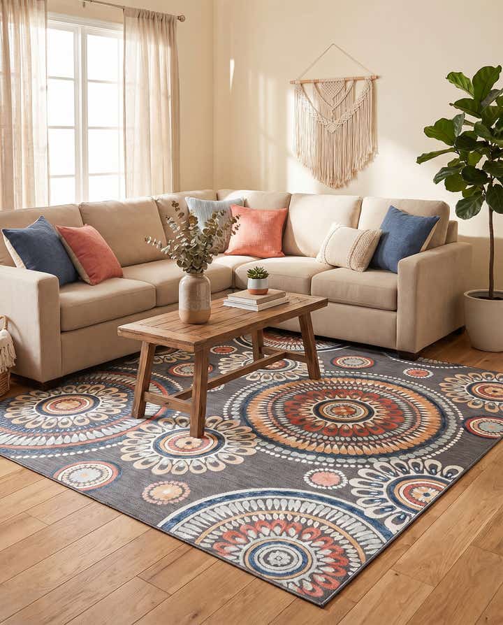 8' 2 x 8' 2 Easy-Clean Botanical Indoor / Outdoor Square Rug