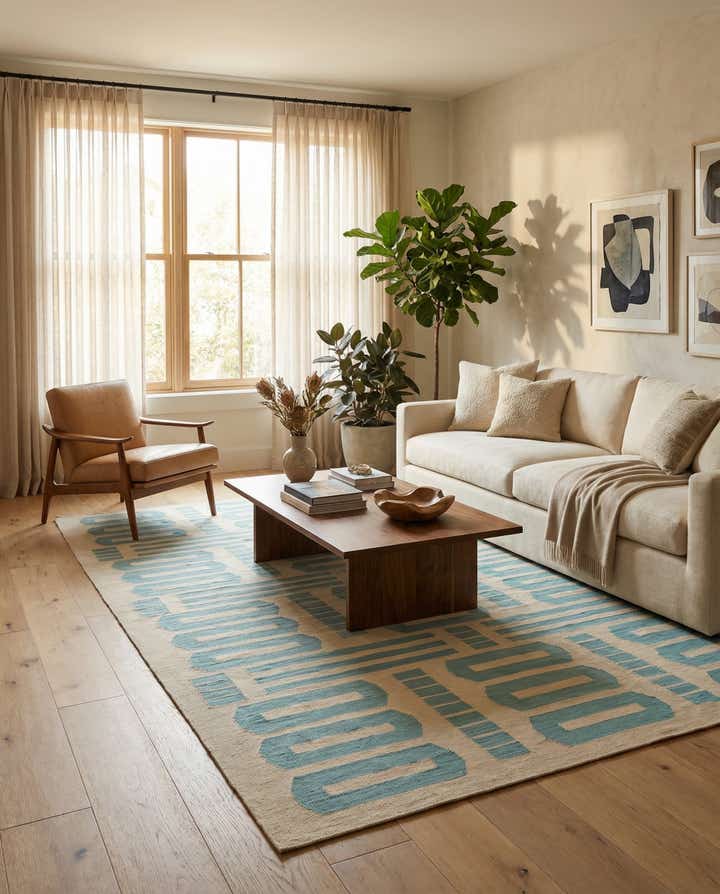 6' 7 x 9' 7 Hand Woven Kilim Modern Wool Rug