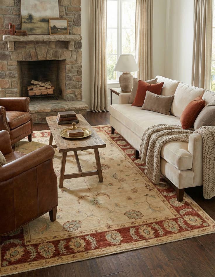 Detail image of 5' 7 x 7' 7  Hand Knotted Peshawar Ziegler Rug