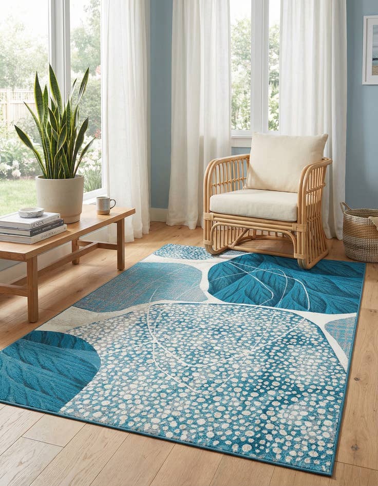 Detail image of  5' 3 x 8'  Washable Modern Indoor / Outdoor Rug