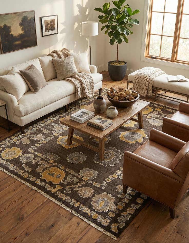 Detail image of  8' 2 x 10' 3  Hand Knotted Oushak Wool Rug