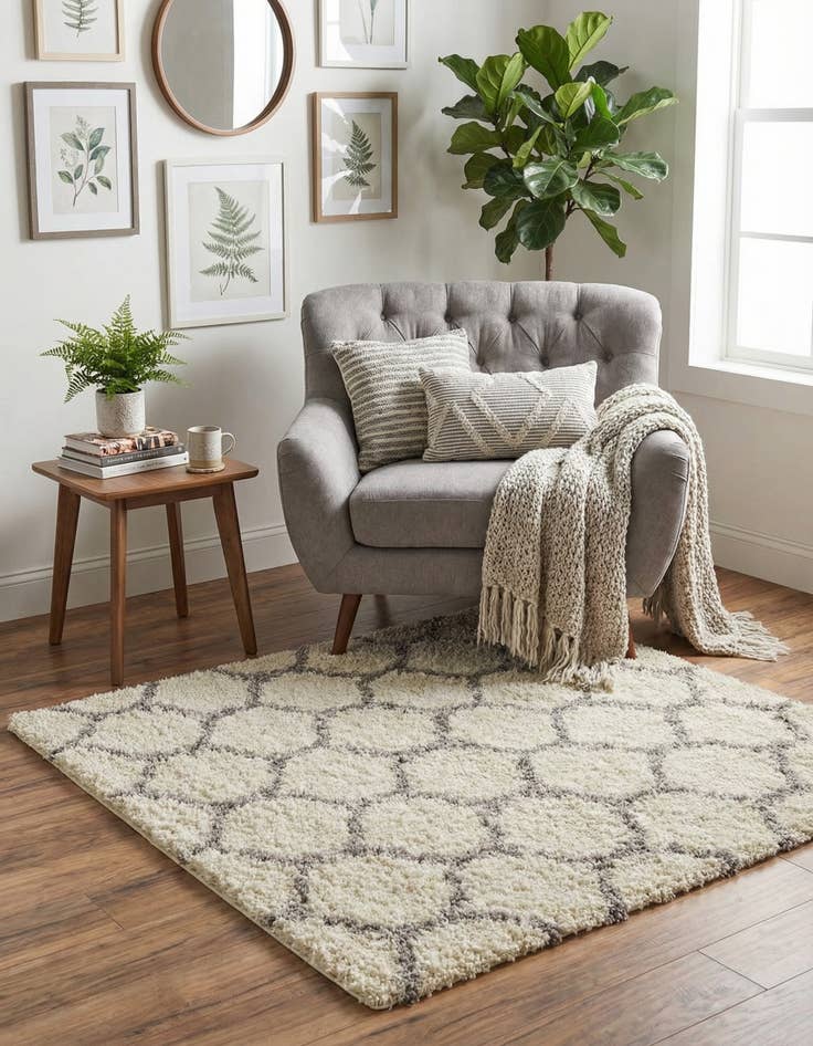 Detail image of  3' 3 x 3' 3 Lattice Shag Square Rug