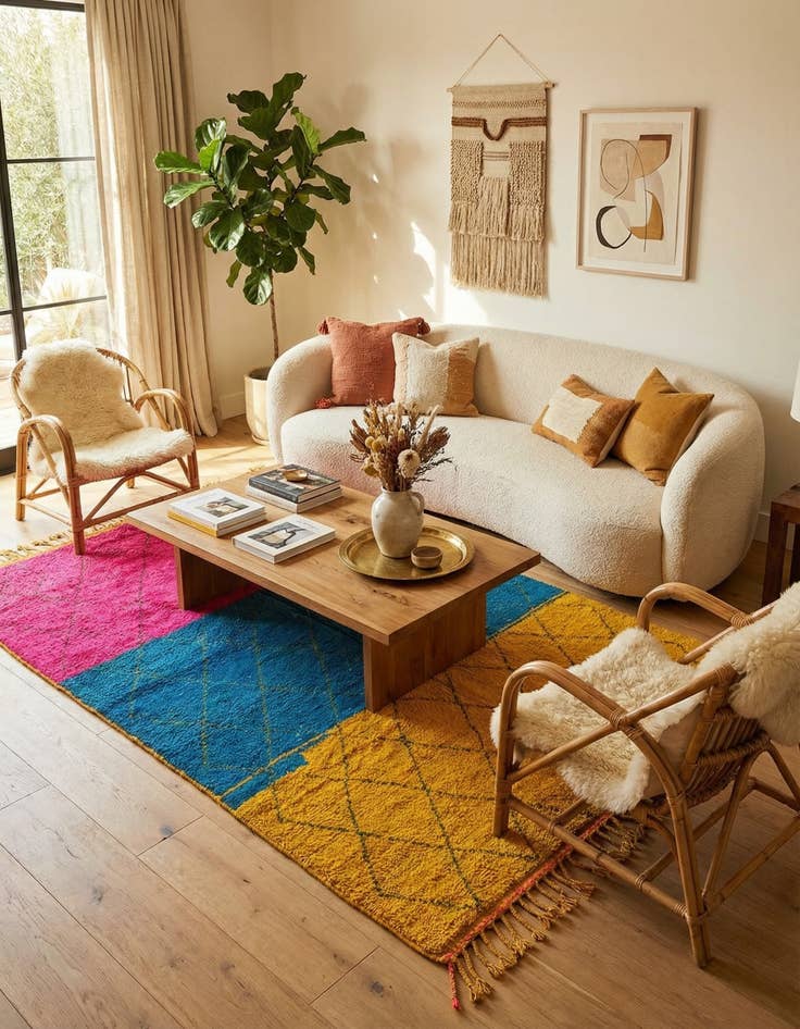 Detail image of  6' 10 x 9' 7  Hand Knotted Moroccan Wool Rug