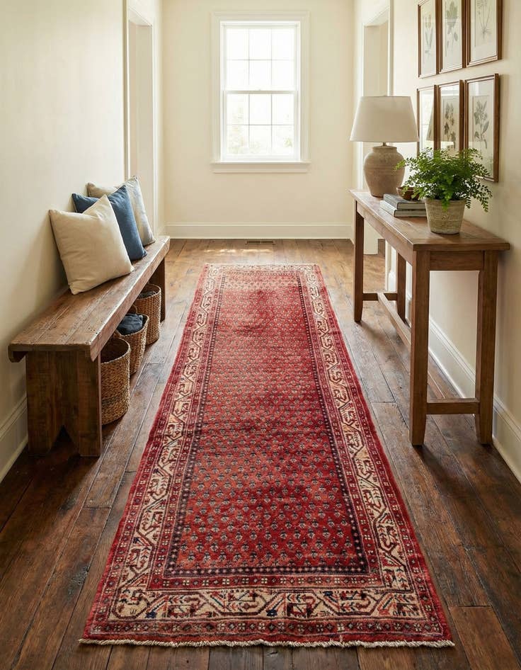 Detail image of  3' 7 x 9' 10  Hand Knotted Botemir Persian Wool Runner Rug