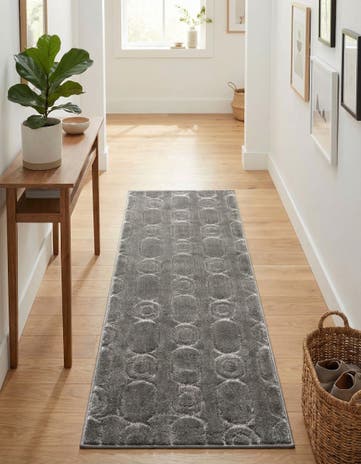 Gray and Silver Vogue Geo Runner Rug