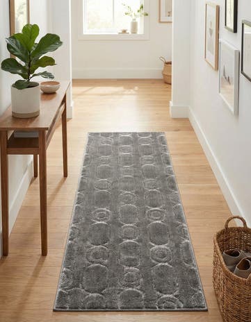 Gray and Silver Vogue Geo Runner Rug