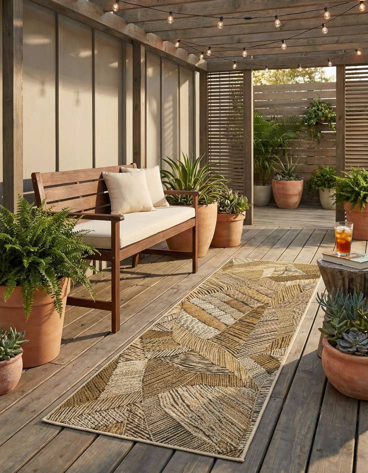 Detail image of 2' x 6'  Washable Botanical Indoor / Outdoor Runner Rug