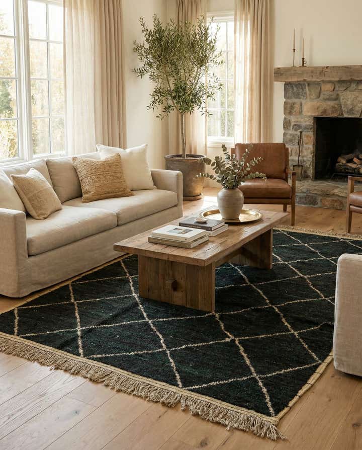 6' 1 x 9' 6 Hand Knotted Moroccan Wool Rug