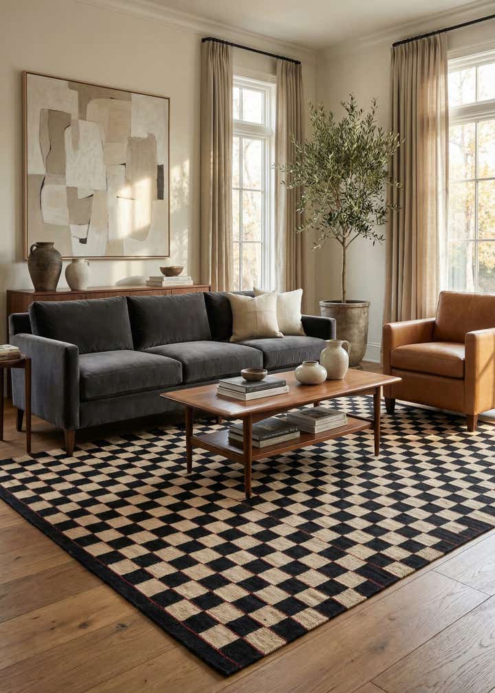 5' 2 x 6' 3 Hand Woven Kilim Modern Wool Rug