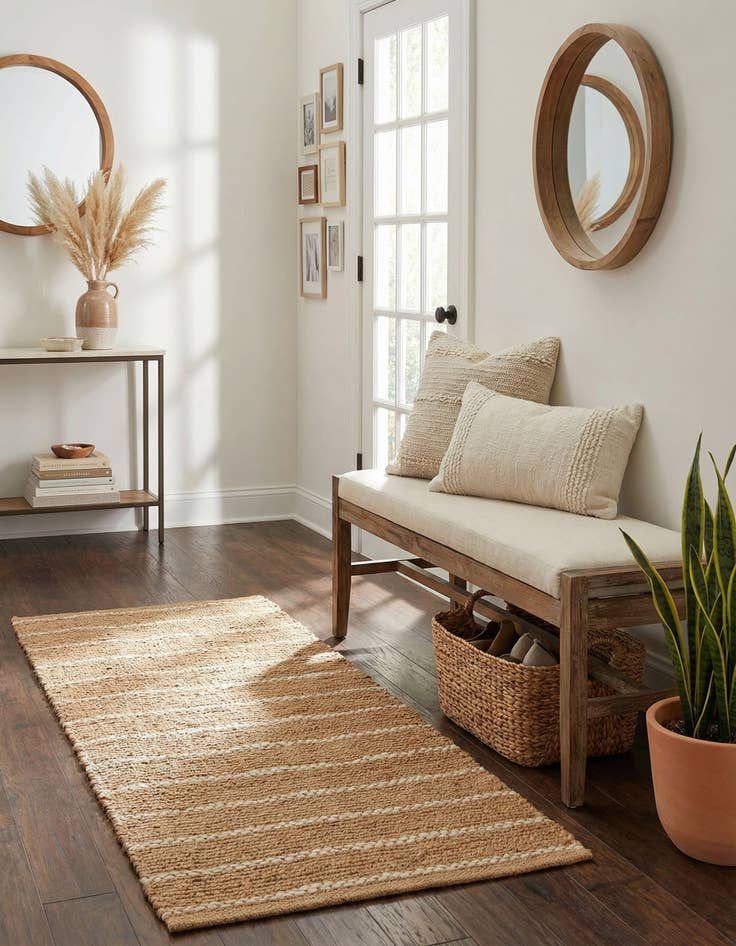 Detail image of  2' x 4' 1  Hand Braided Laurel Handwoven Jute Runner Rug