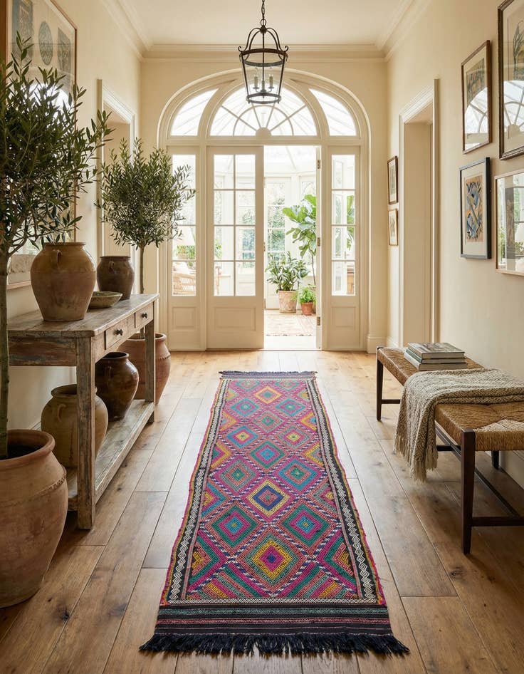 Detail image of 2' 3 x 8' 9  Hand Knotted Kilim Fars Persian Wool Runner Rug