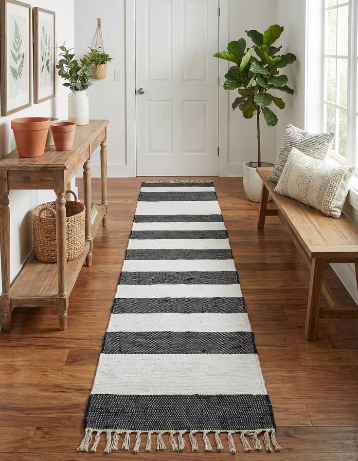 Detail image of 2' 2 x 12'  Hand Woven Chindi Rag Runner Rug