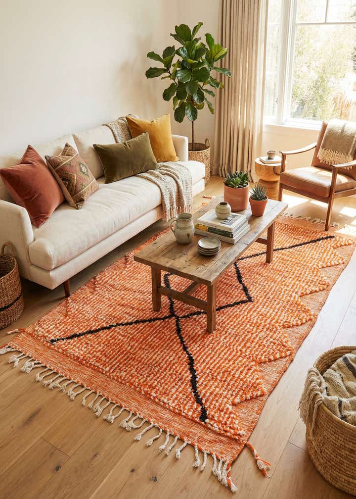 4' 3 x 6' 6 Hand Knotted Moroccan Wool Rug