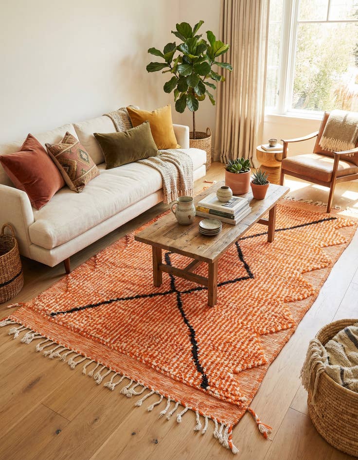 Detail image of 4' 3 x 6' 6 Hand Knotted Moroccan Wool Rug