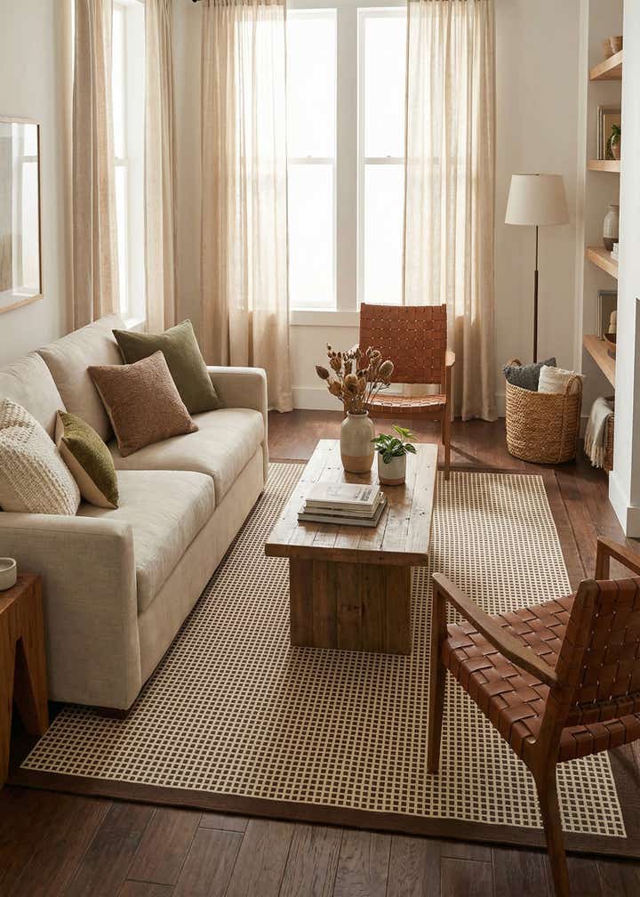 5' x 8' Easy-Clean Border Indoor / Outdoor Rug