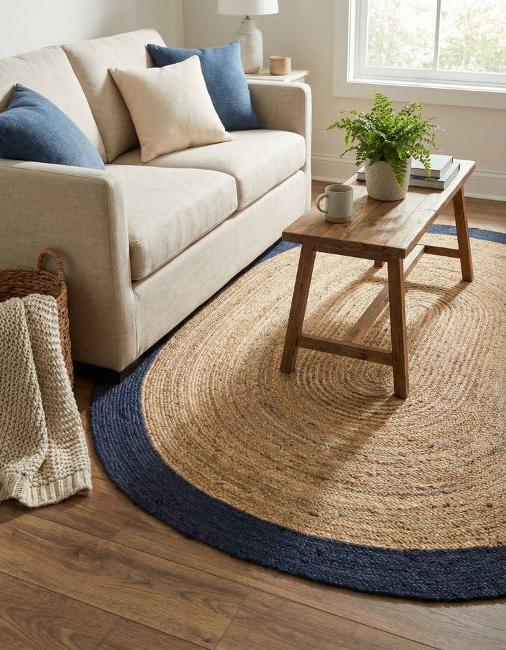 Detail image of 8' x 10'  Hand Braided Jute Oval Rug