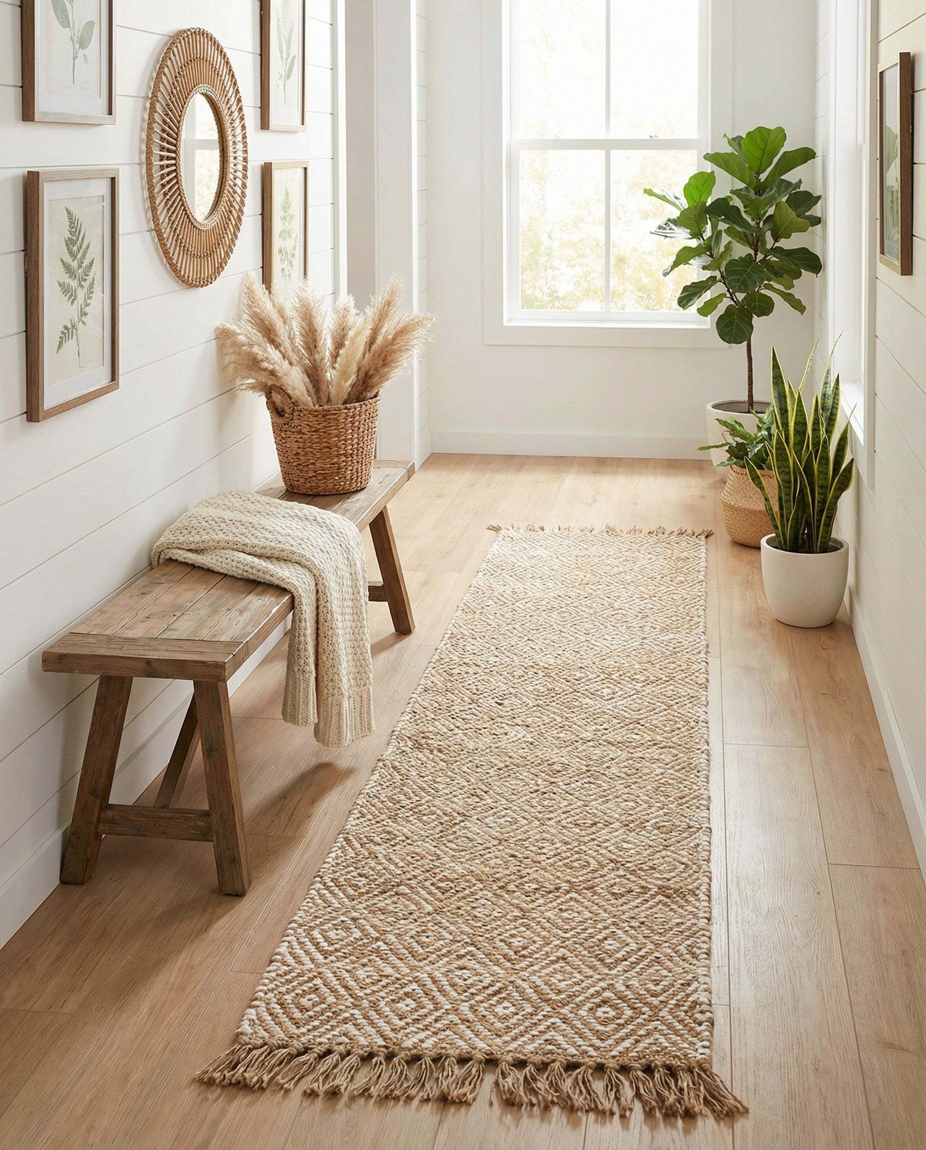  2' 2 x 12'  Hand Woven Braided Jute Runner Rug