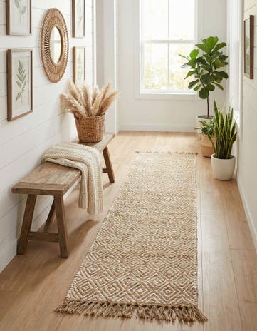 2' 2 x 12' Hand Woven Braided Jute Runner Rug