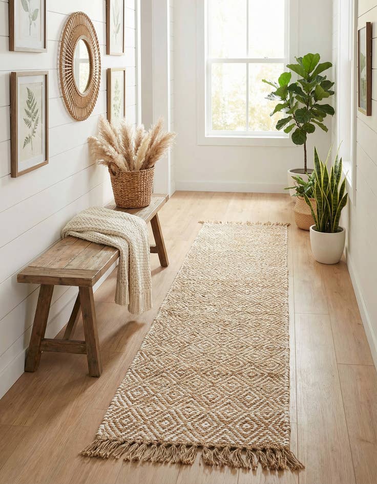 Detail image of 2' 2 x 12'  Hand Woven Braided Jute Runner Rug