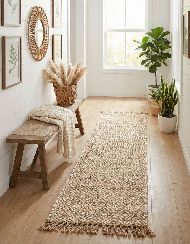 2' 2 x 12' Hand Woven Braided Jute Runner Rug