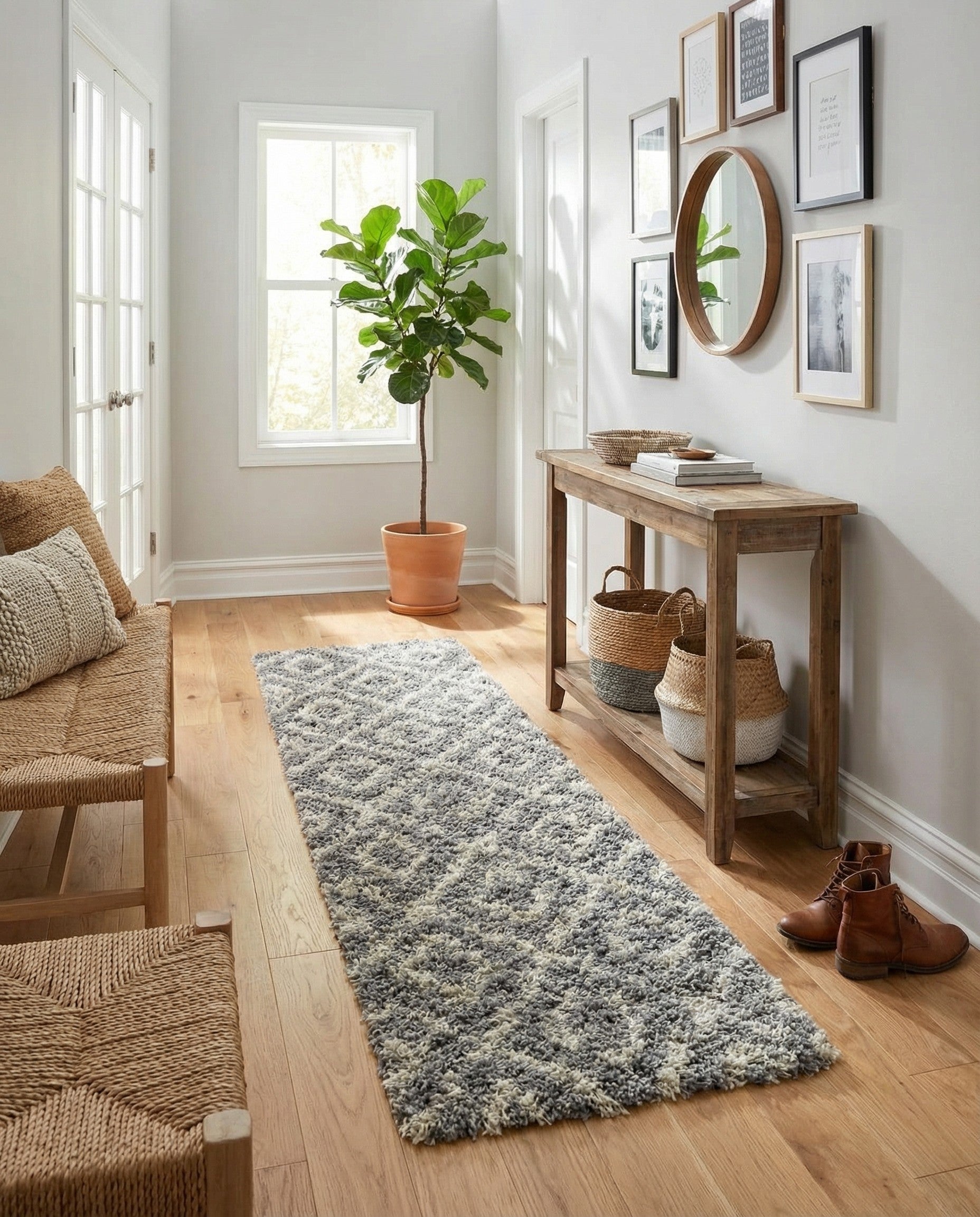  2' x 5' Lattice Shag Runner Rug