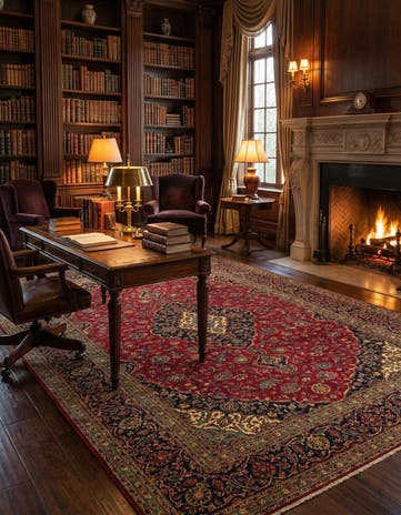 8' 3 x 11' 5 Hand Knotted Kashan Persian Rug