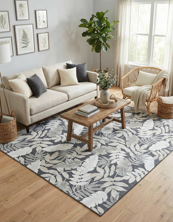 Detail image of 9' 9 x 12' Easy-Clean Botanical Indoor / Outdoor Rug