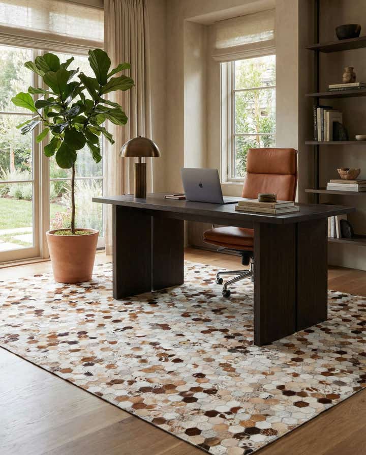 5' 2 x 8' Cowhide Leather Rug