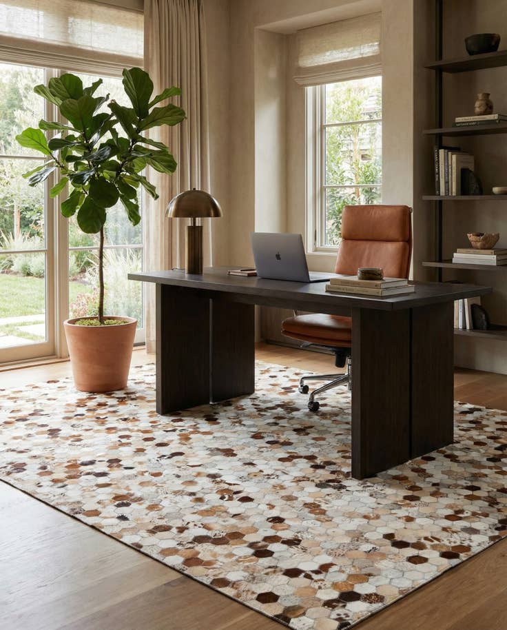 Detail image of 5' 2 x 8' Cowhide Leather Rug
