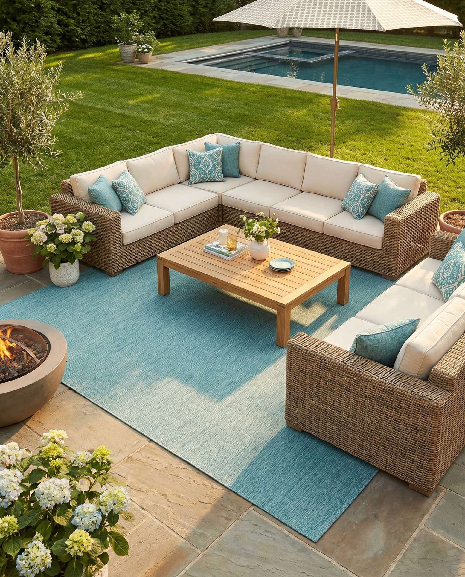 10' 8 x 10' 8 Easy-Clean Solid Indoor / Outdoor Square Rug
