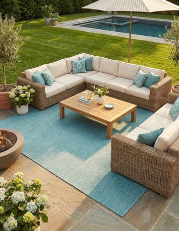 10' 8 x 10' 8 Easy-Clean Solid Indoor / Outdoor Square Rug