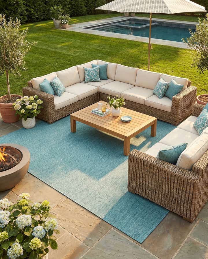 10' 8 x 10' 8 Easy-Clean Solid Indoor / Outdoor Square Rug