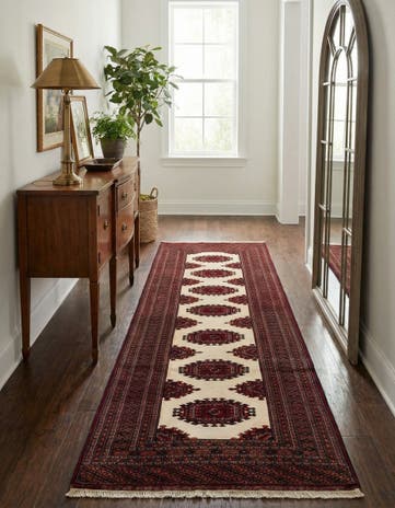3' 4 x 9' 3 Hand Knotted Bokhara Oriental Wool Runner Rug