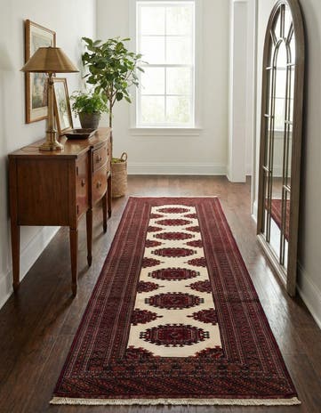 3' 4 x 9' 3 Hand Knotted Bokhara Oriental Wool Runner Rug