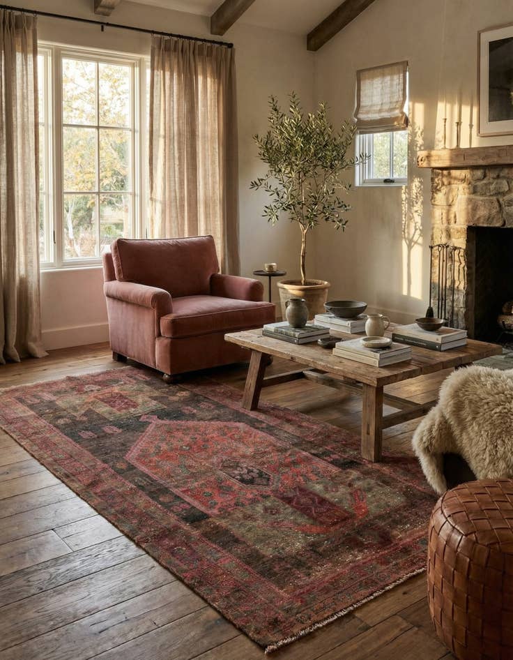 Detail image of 4' 10 x 9' 9  Hand Knotted Ultra Vintage Persian Wool Runner Rug