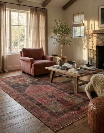 4' 10 x 9' 9 Hand Knotted Ultra Vintage Persian Wool Runner Rug